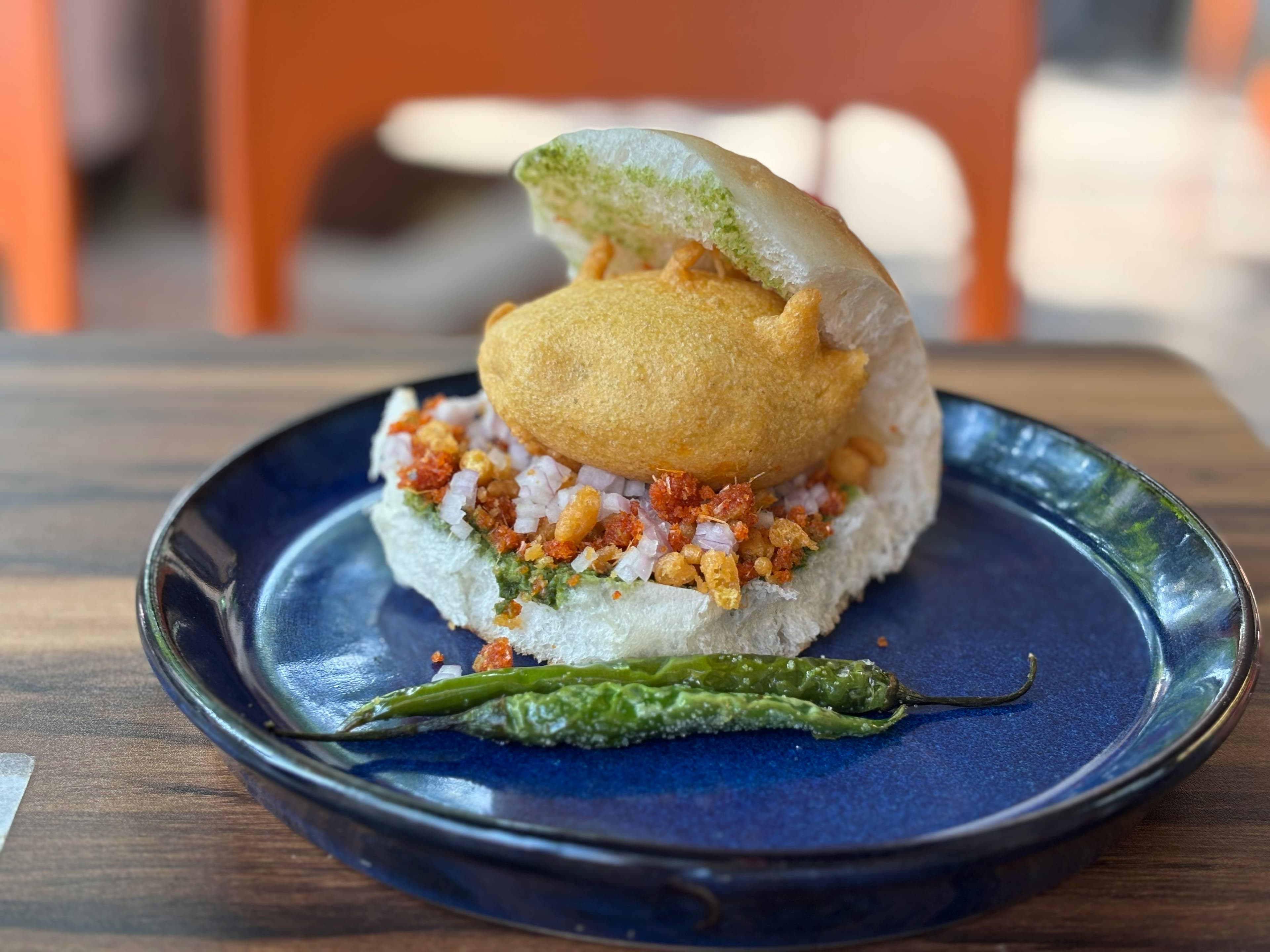 Authentic Vada Pav served at a Pune street stall — the iconic Maharashtrian street burger