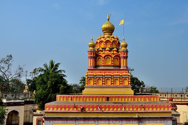 The colourful Gopuram of Parvati Hill Temple, Pune — one of the oldest and most revered temples in the city